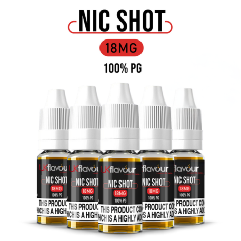 UK Flavour 18mg Nicotine Shots 100% PG (Full pack of 10)