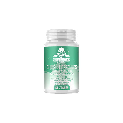 Silverback CBD 600mg Ashwagandha & Lion's Mane Infused Shilajit Capsules - 60 Caps