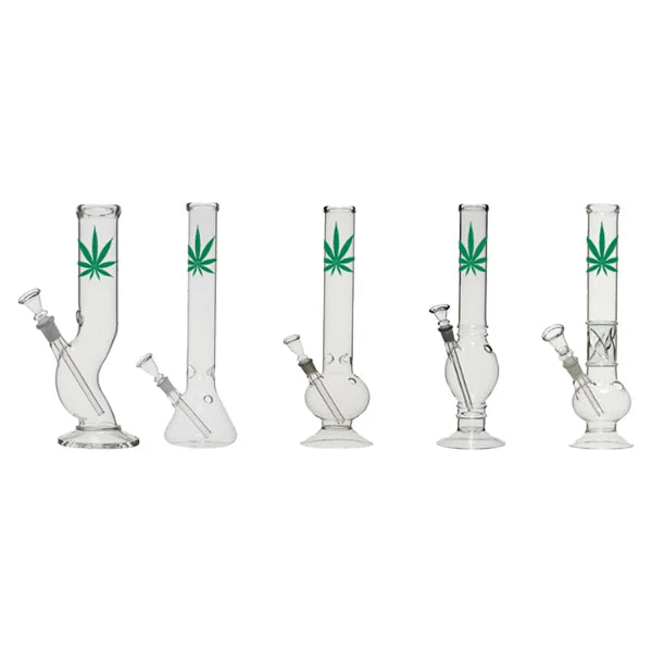 12" Small Leaf Glass Bong Mix Designs - GB-37