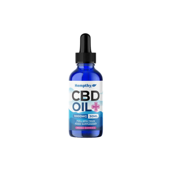 Hempthy 1000mg CBD Oil Full Spectrum Food Supplement Mixed Berries - 30ml
