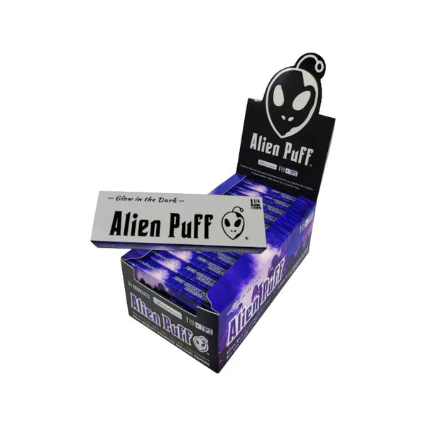 Alien Puff Glow in the Dark 1 1/4 Size Purple Rolling Papers & Tips (HP2212)