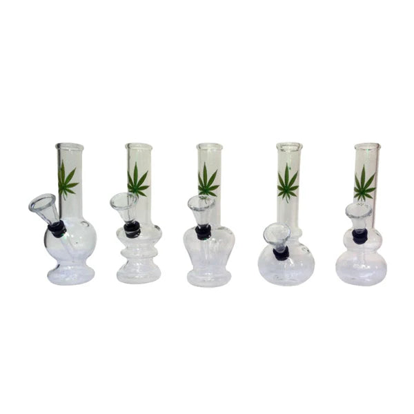 6" Small Leaf Design Glass Bong - GB41