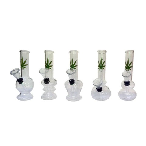 6" Small Leaf Design Glass Bong - GB41