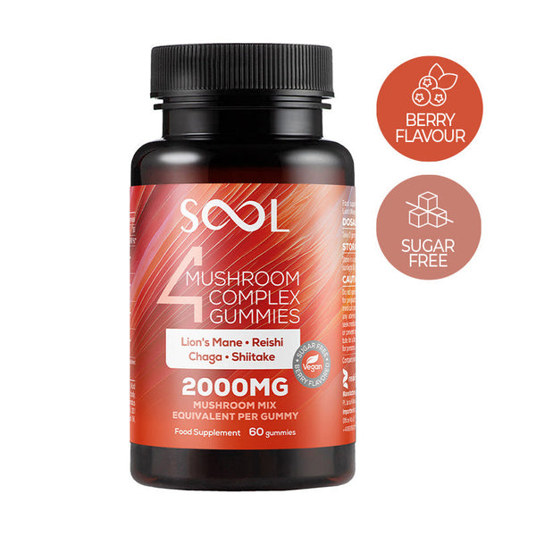4 Mushroom Gummies 60pcs - Berry Flavour - Lion's Mane, Chaga, Reishi, Shiitake