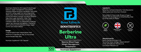 Boostropics Berberine Ultra Supplements 100 Capsules