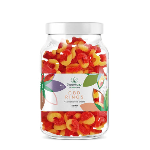 Supreme CBD Large Peach Rings Gummies – 1600mg