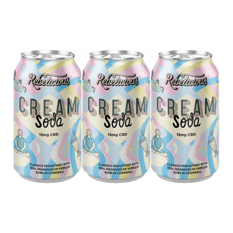 12 x Rebelicious 15mg CBD Cream Soda Sparkling Soft Drink - 330ml