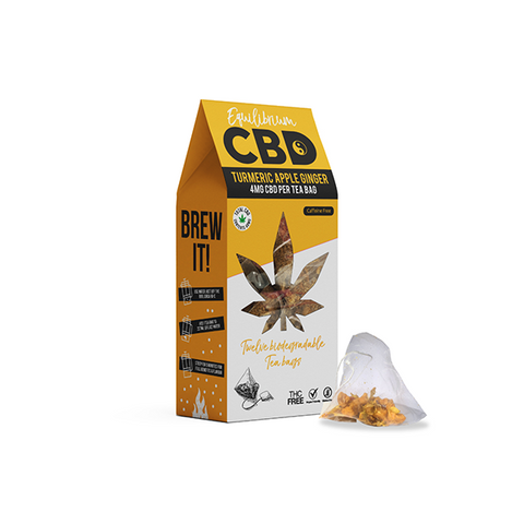 Equilibrium CBD 48mg Full Spectrum Turmeric & Ginger Tea Bags Box of 12