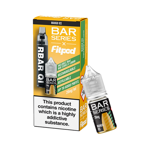 20mg Bar Series x Fitpod RBAR QI Refillable Disposable Vape & 10ml Nic Salt - 6000 Puffs (Buy 1 Get 1 Free)