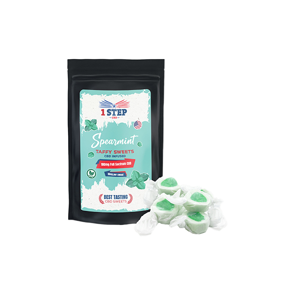 1 Step CBD 100mg Spearmint Taffy Grab Bag - 60g