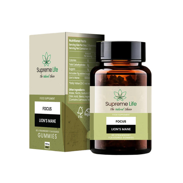 Supreme CBD Lion’s Mane Gummies – 60 Strawberry Flavour Gummies