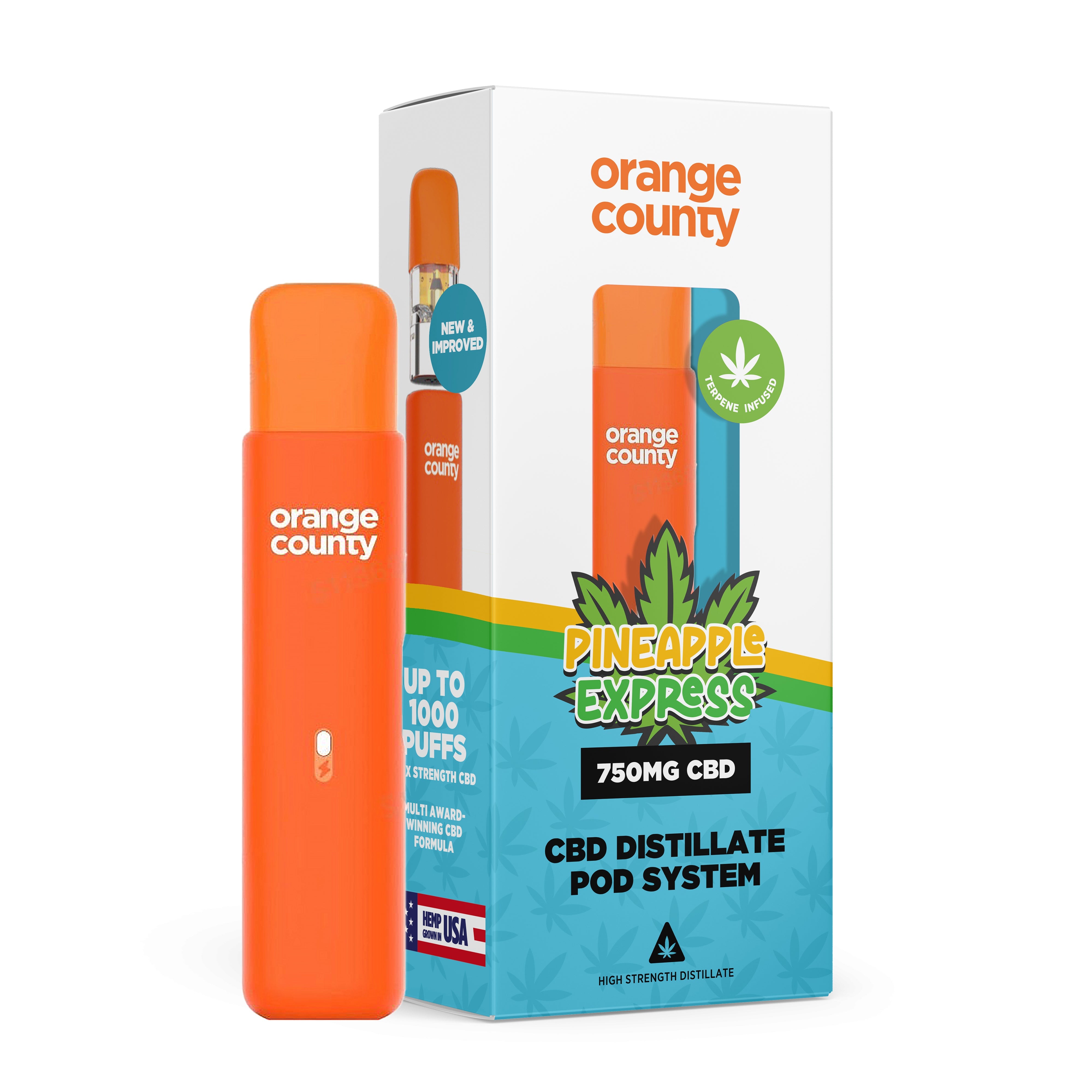 Orange County Pineapple Express 1ml Rechargeable CBD Vape Pen 750mg | Broad Spectrum THC-Free