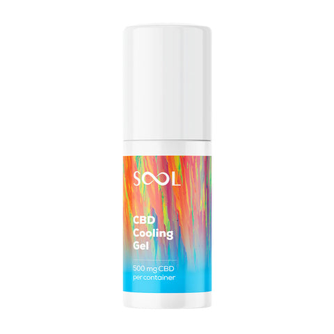Sool CBD Cooling Gel container with colorful label on a white background