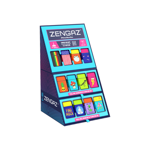 Zengaz Cube ZL-30 Chip Set (EU-S2) - Jet Flame Lighters Bundle + 48 Lighters with Cube display stand