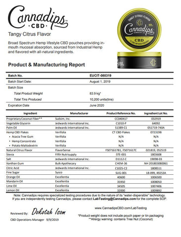 Cannadips 150mg CBD Snus Pouches - Tangy Citrus