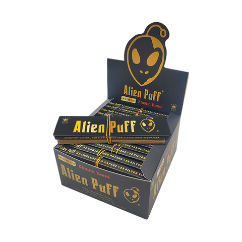 33 Alien Puff Black & Gold King Size Elastic Band Unbleached Papers + Filter Tips