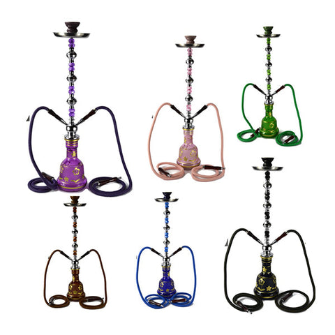 Large 2 Hose Shisha Hookah - Assorted Colours