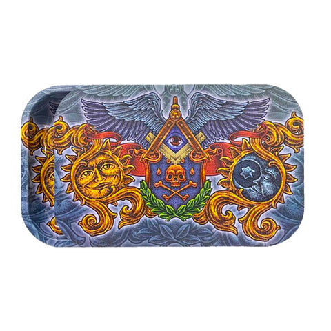 Large Mixed Design Magnetic Metal Rolling Trays with Lid